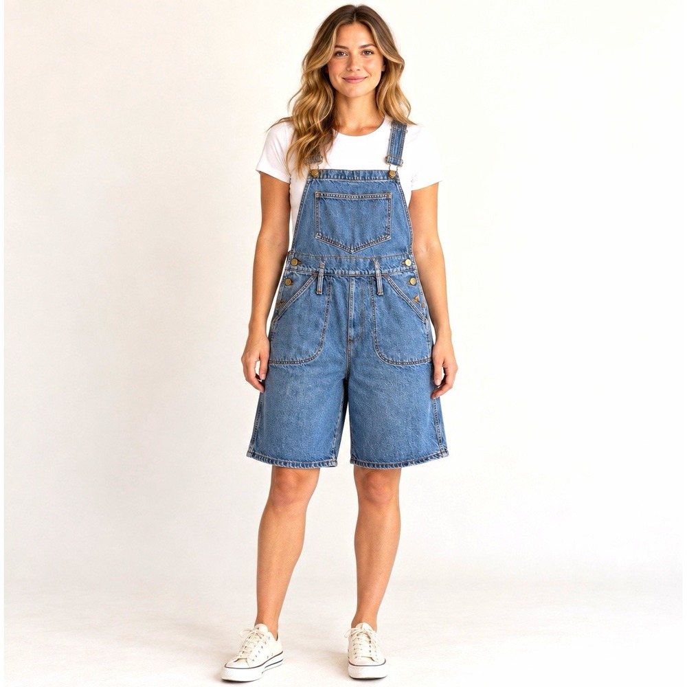 Bongo Overalls Women's Shortalls Medium Blue Denim Cotton Vintage